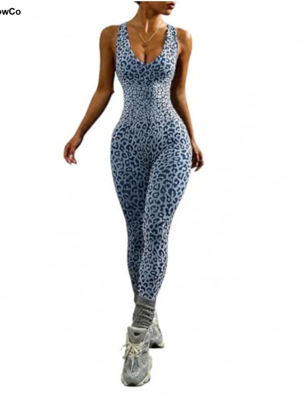 Leopard Print One-Piece Workout Jumpsuit Bodysuit Yoga Unitard